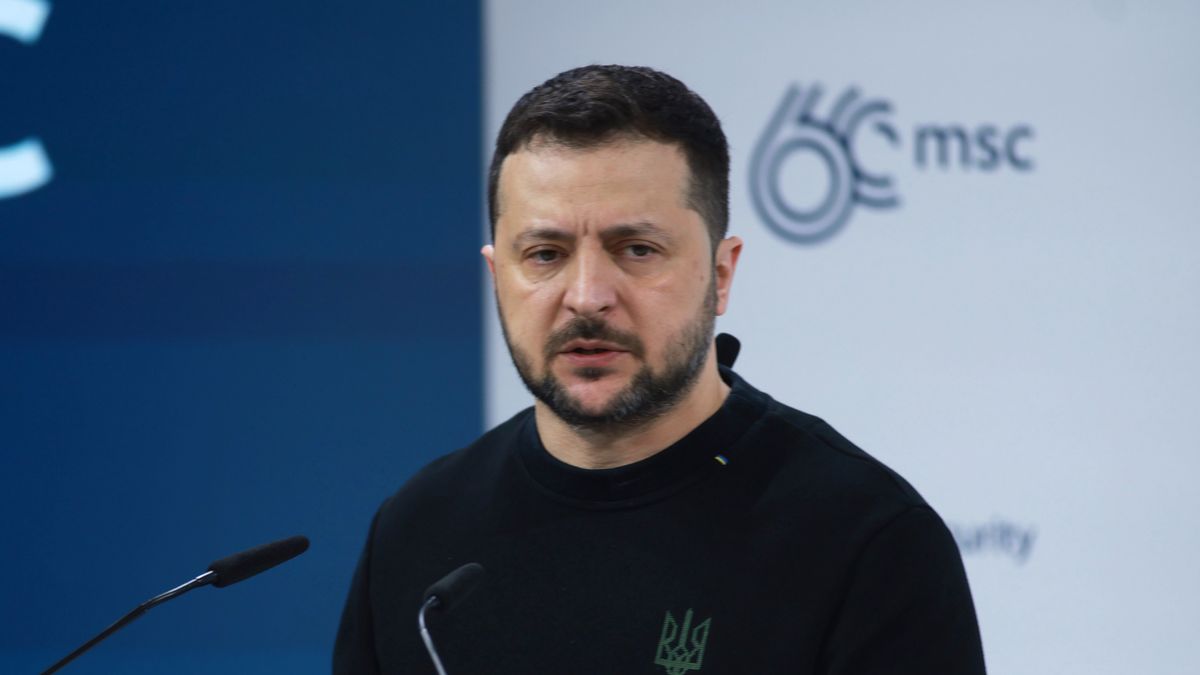 MUNICH, GERMANY - FEBRUARY 17:  President of Ukraine, Volodymyr Zelenskyy, speaks during the 2024 Munich Security Conference on February 17, 2024 in Munich, Germany. The conference is bringing together political and defence leaders from all over the world. It is taking place as Russia's war in Ukraine will soon enter its third year and the conflict in Gaza continues to grind on. (Photo by Johannes Simon/Getty Images)