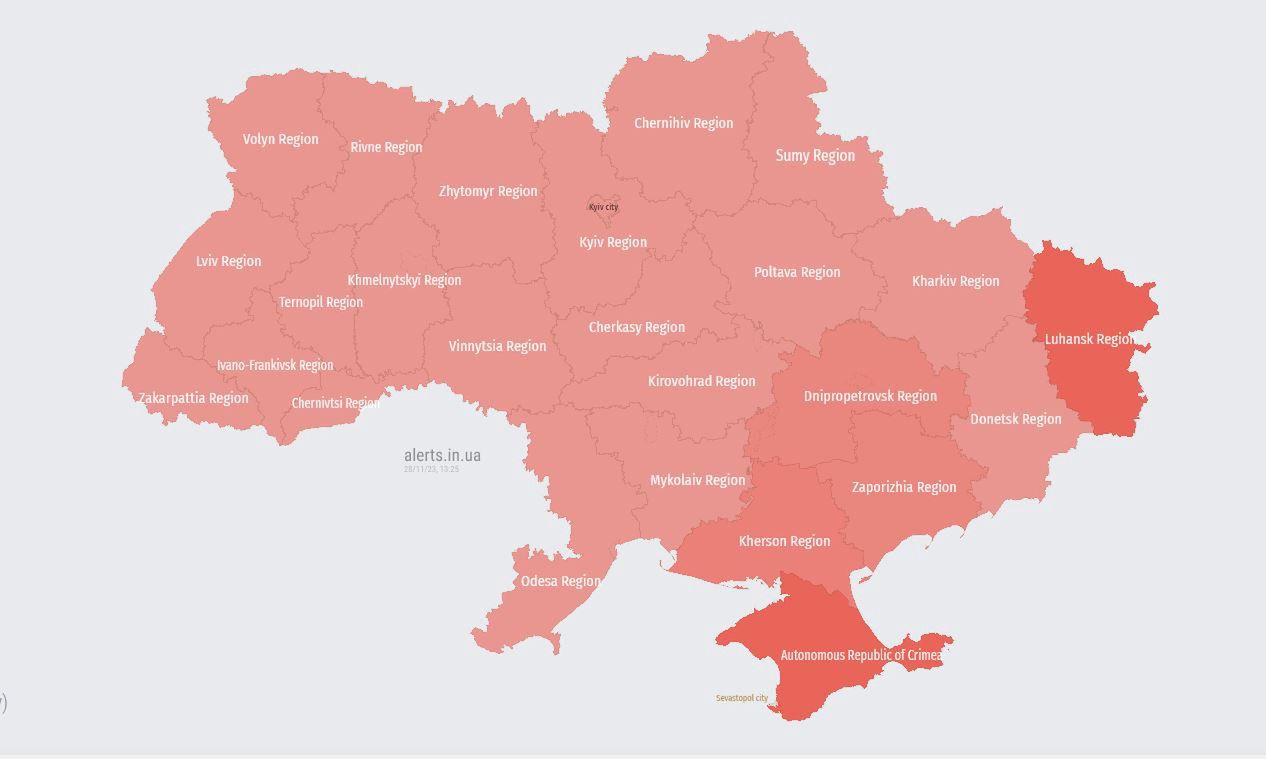 Mapa alertów w Ukrainie