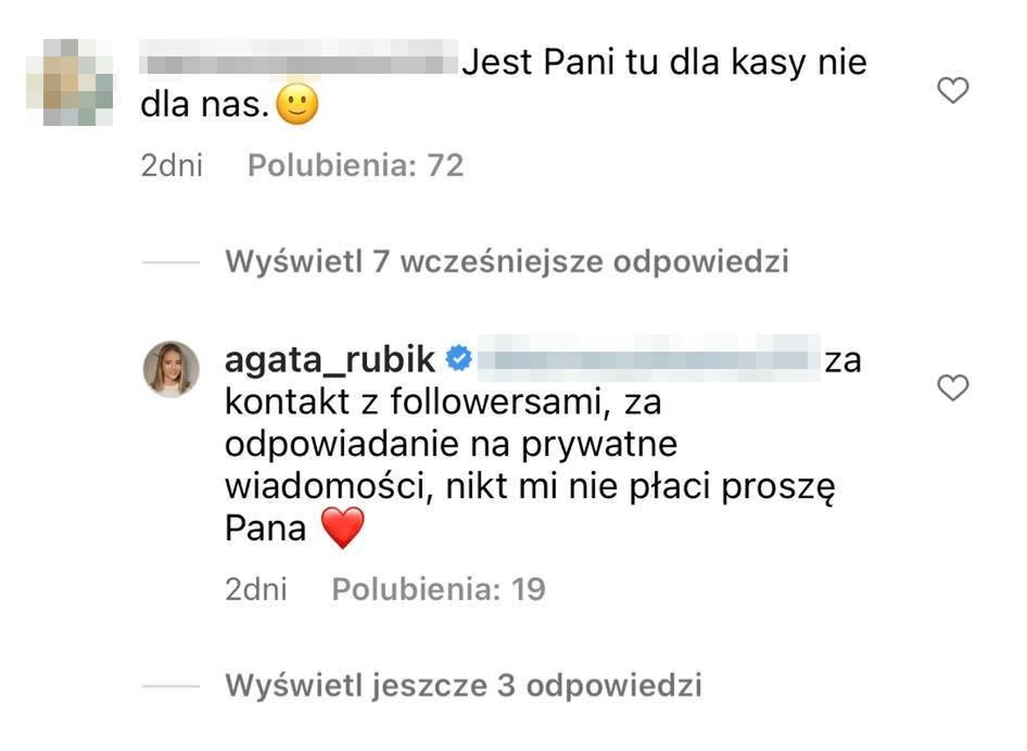 Komentarze pod postem Agaty Rubik