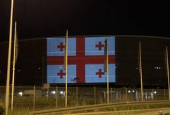 Wrocław. Dzień Niepodległości Gruzji. Ogromna flaga na stadionie