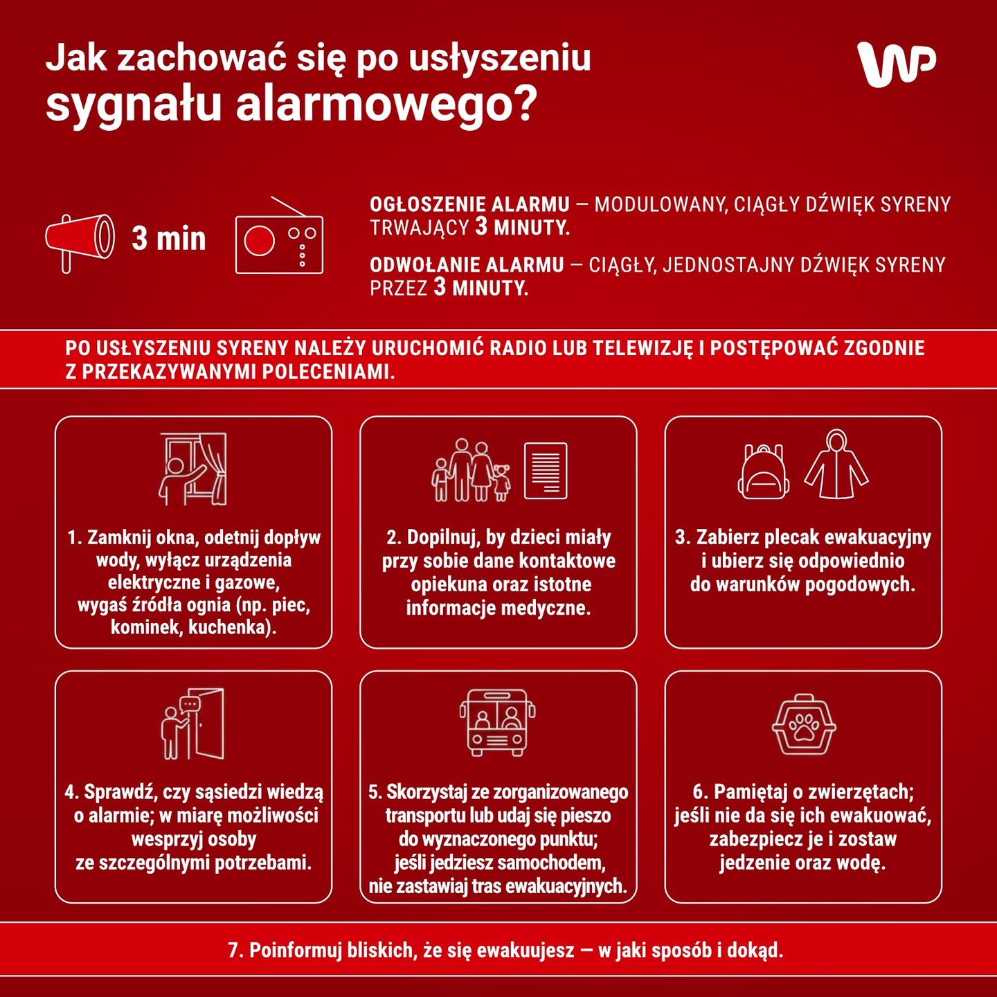 Jak zachować się po usłyszeniu sygnału alarmowego?