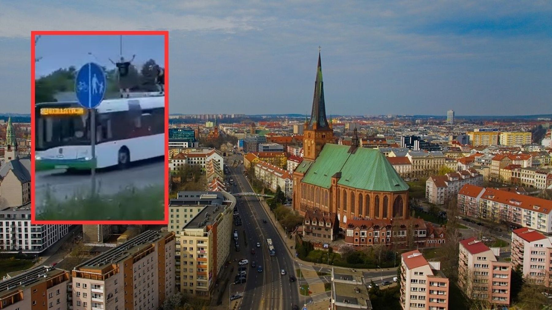 Niebezpieczne zdarzenie w Szczecinie. Znów jechali na dachu autobusu