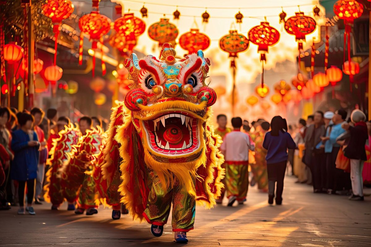 Celebrating New Year's festivities in China.