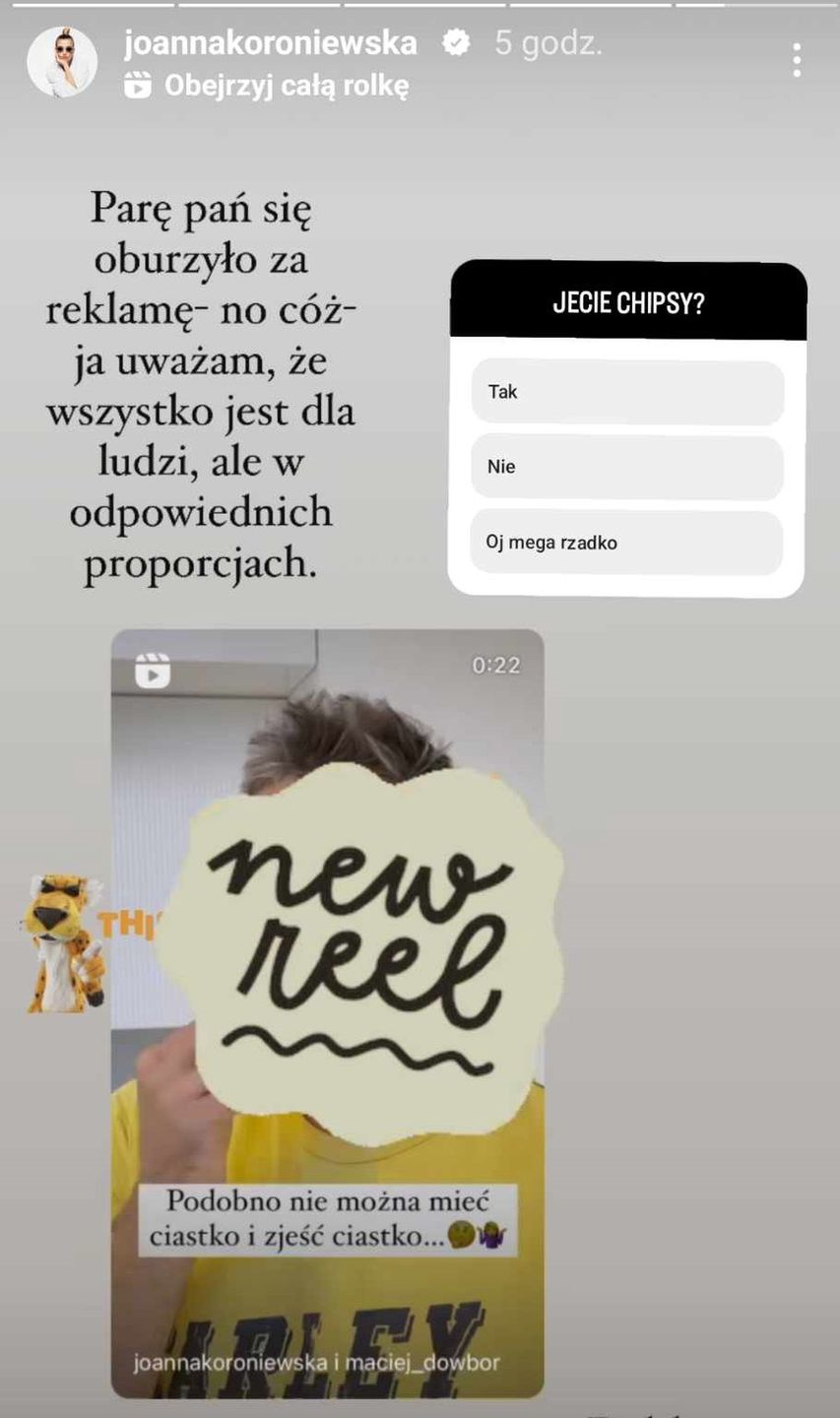 Joanna Koroniewska reklamuje chrupki. W komentarzach dyskusja