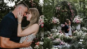 Taylor Swift i Travis Kelce ZARĘCZENI! "Wasza nauczycielka angielskiego i pan od w-fu biorą ślub". Pierścionek robi wrażenie