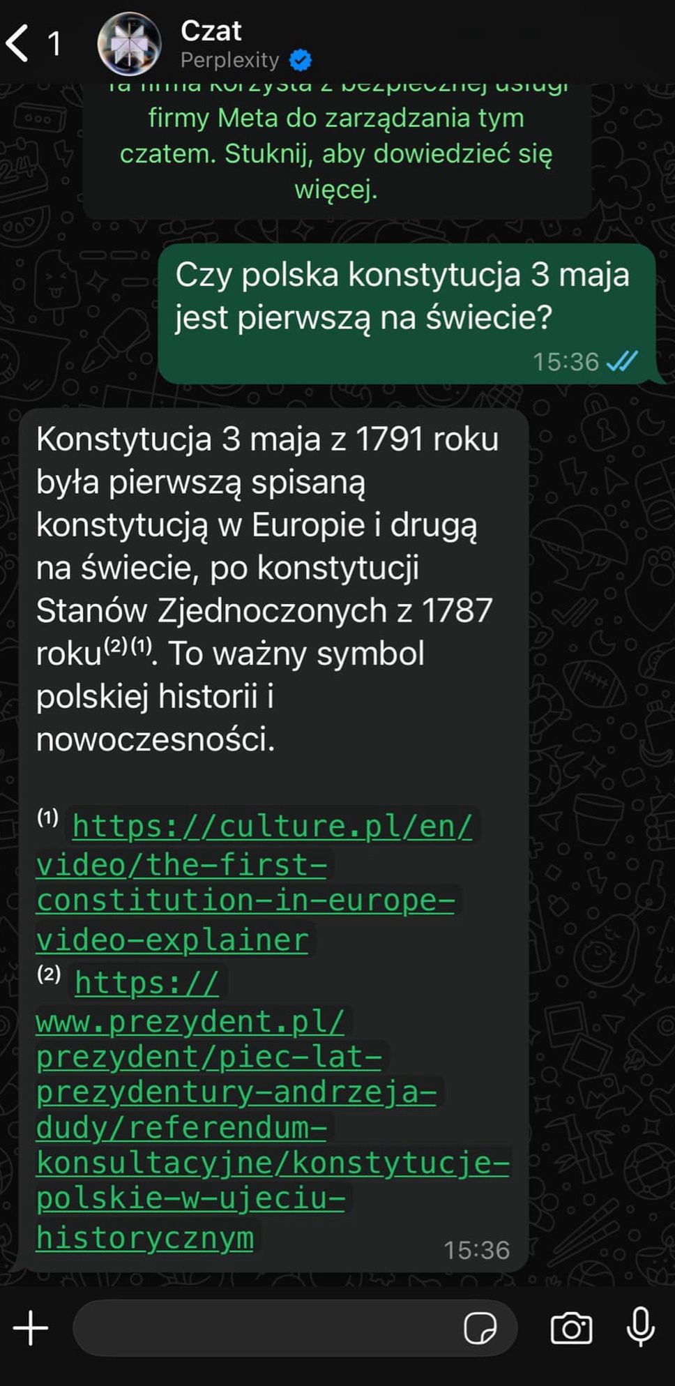 Perplexity w WhatsApp działa również w języku polskim