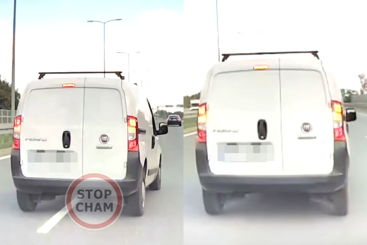 Kierowca auta dostawczego nagle zahamował