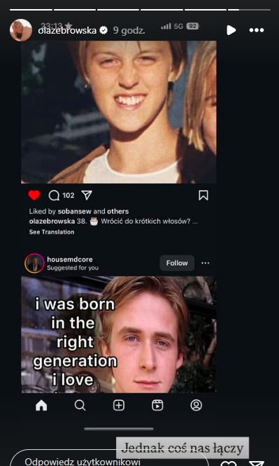 InstaStories Aleksandry Żebrowskiej