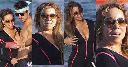 Szczęśliwa Mariah Carey kajakuje z kochankiem, dziećmi i ściśniętym biustem (ZDJĘCIA)