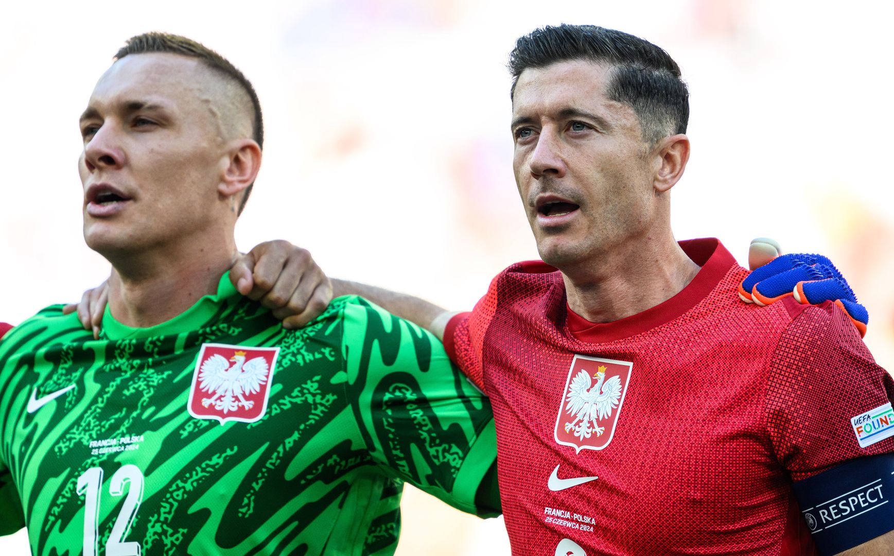 Łukasz Skorupski i Robert Lewandowski przed meczem z Francją na Euro 2024 