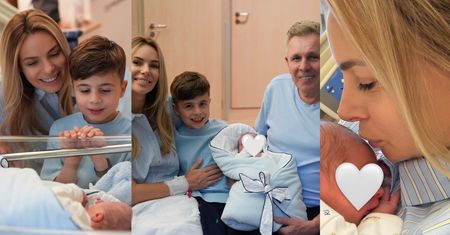 Izabela Janachowska chwali się KOLEJNĄ porcją ujęć z porodówki. Tata z gigantycznym bukietem i dumny starszy brat witają malucha (ZDJĘCIA)