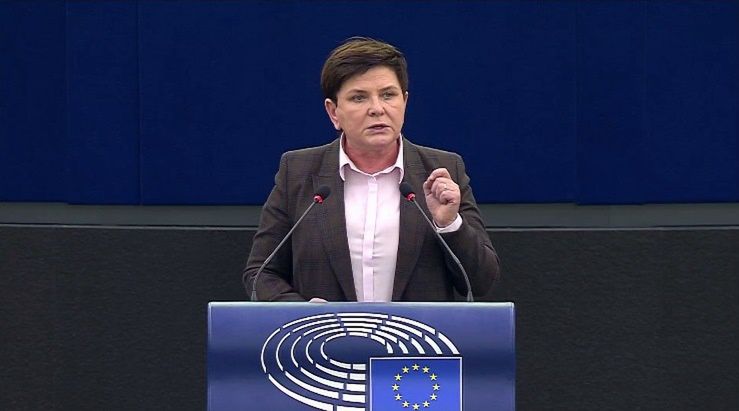 Beata Szydło na debacie plenarnej w PE ws. wyroku TSUE/ screenshot