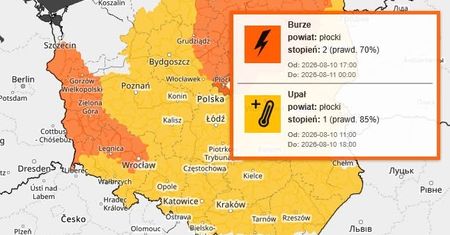 Niebezpieczna pogoda w Płocku. IMGW prognozuje burze i bardzo silny wiatr