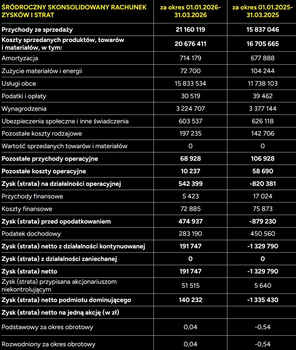 Wyniki finansowe Digitree Group