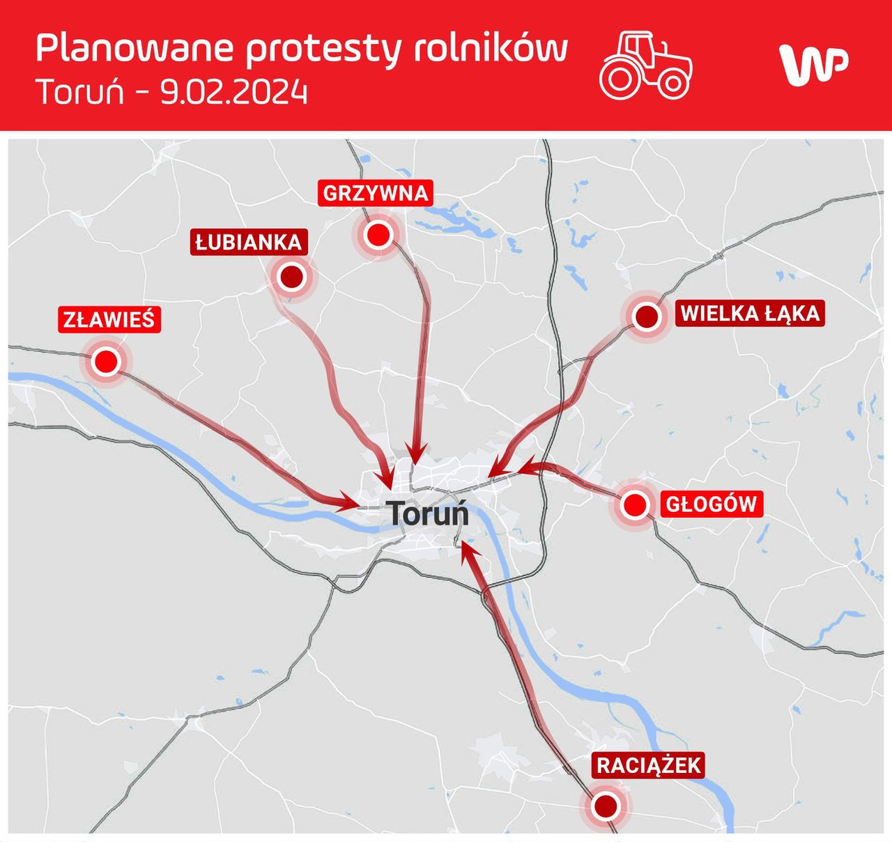 Protest rolników. Toruń - rolnicy wjadą do centrum miasta.