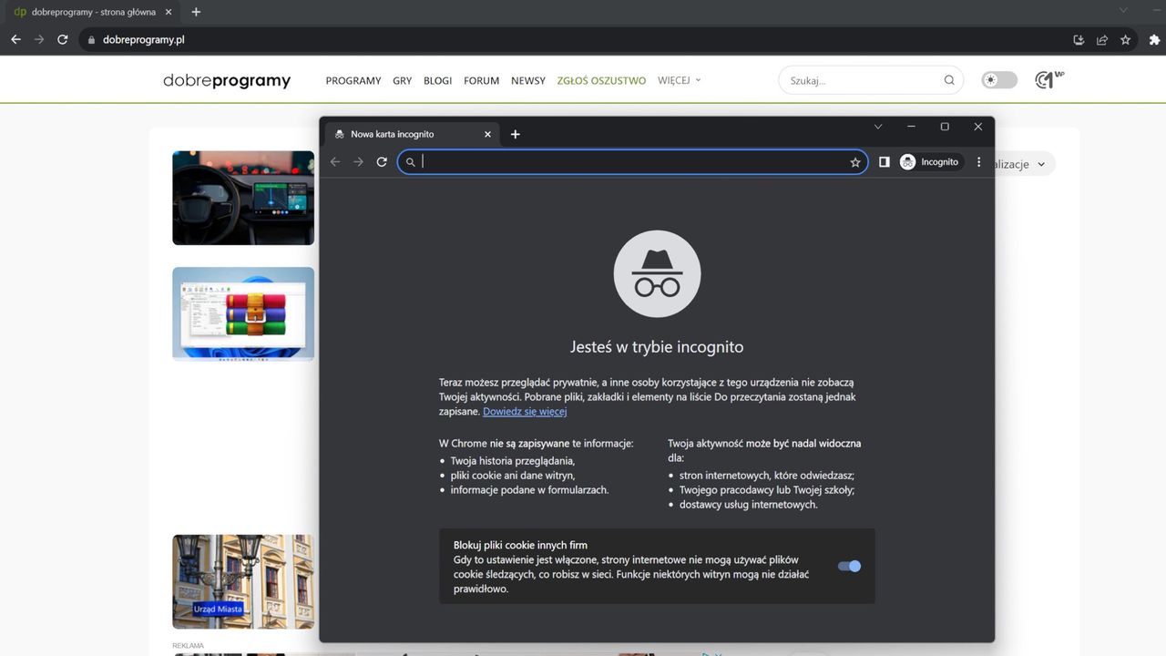 Tryb incognito w Chrome