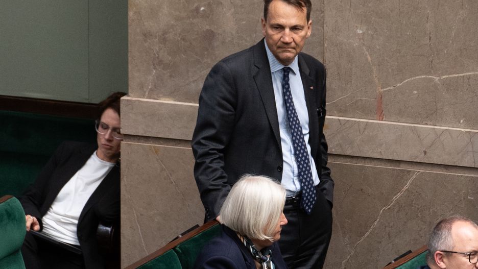 WARSAW, POLAND - 2025/06/11: Radoslaw Sikorski, Minister of Foreign Affairs seen during parliamentary session. During the 36th session of the Polish Sejm, Prime Minister Donald Tusk outlines his government's program in a policy address followed by a parliamentary debate ahead of the vote of confidence in his administration. (Photo by Marek Antoni Iwanczuk/SOPA Images/LightRocket via Getty Images)