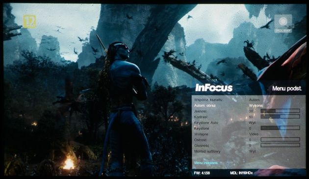 InFocus IN119HDx menu podstawowe