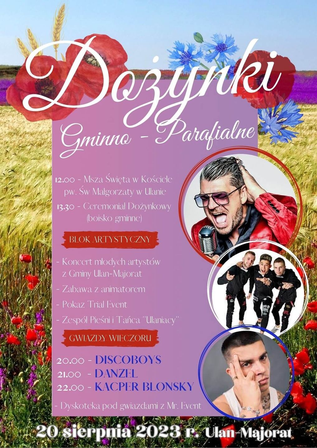 Dożynki w Ulanie-Majoracie 2023 - plakat, program wydarzenia