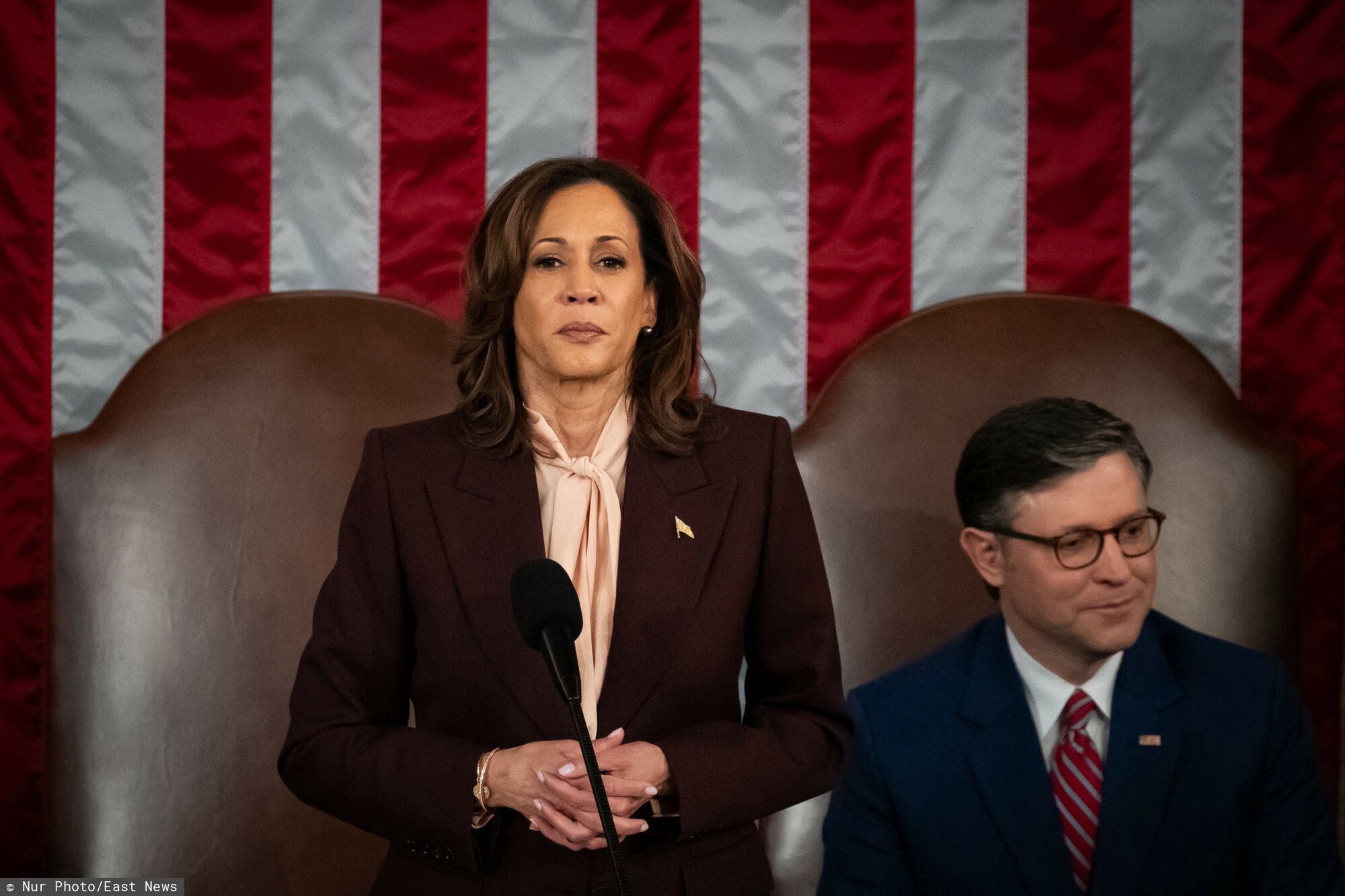 Kongres zatwierdzi? wyb�r Donalda Trumpa
Vice President Kamala Harris presides over a joint session of Congress certifying the results of the 2024 presidential election in Washington, DC, on January 6, 2025. This is the first election certification since thousands of Trump supporters stormed the Capitol in an attack that would injure hundreds and ultimately result in the deaths of 7 people. (Photo by Allison Bailey/NurPhoto) (Photo by Allison Bailey / NurPhoto / NurPhoto via AFP)
ALLISON BAILEY