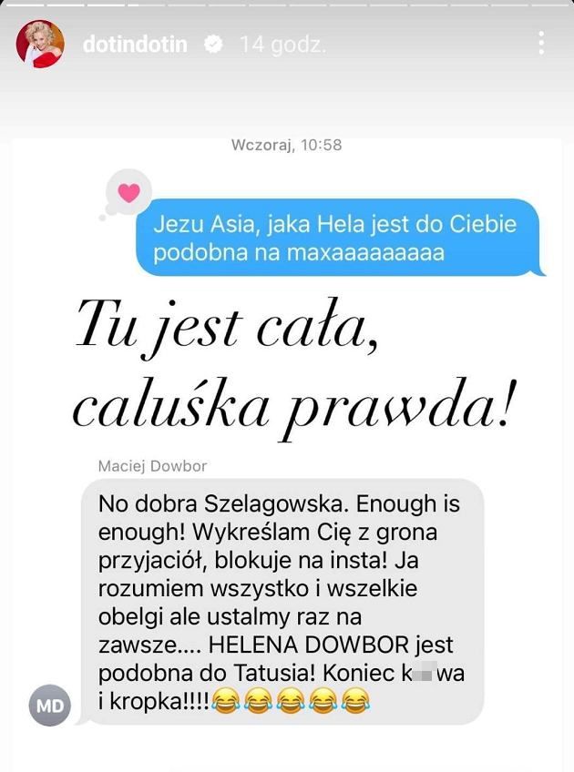 Dorota Szelągowska pokazała wiadomość od Macieja Dowbora