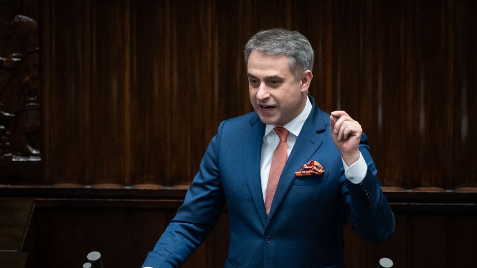 Krzysztof Gawkowski during the 48th session of the Sejm (lower house) in Warsaw, Poland, on 9 February 2022 (Photo by Mateusz Wlodarczyk/NurPhoto via Getty Images)