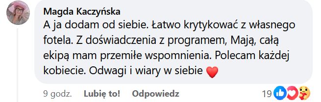 Uczestniczka stanęła w obronie metamorfozy