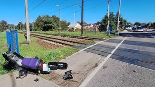 Wólka Małkowa: Pijany motorowerzysta wjechał w rogatki drogowe