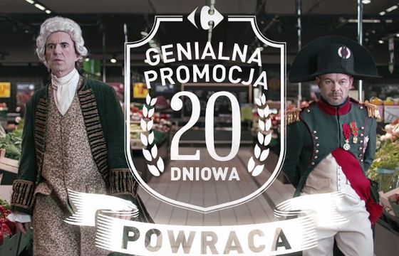 Jacek Braciak jako Napoleon zarządza powrót promocji 20-dniowej w Carrefourze (wideo)