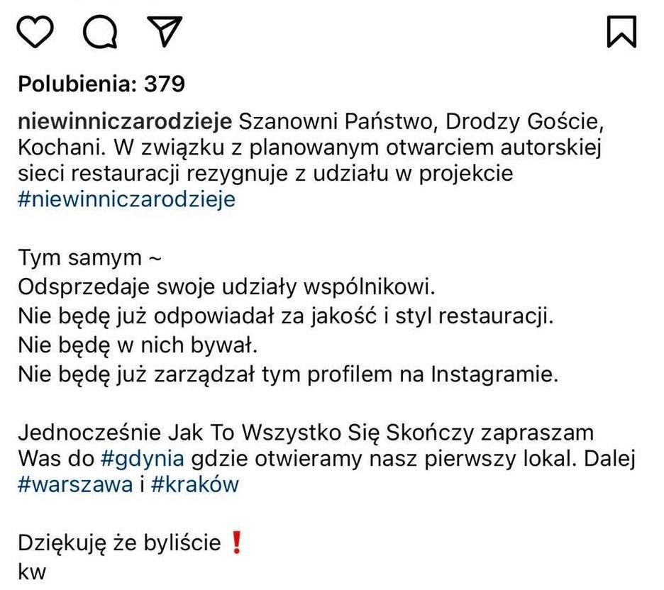 Celebryta już zapowiedział na Instagramie, że założy nową sieć