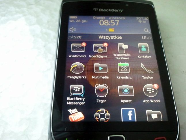 BlackBerry Torch ekran domowy