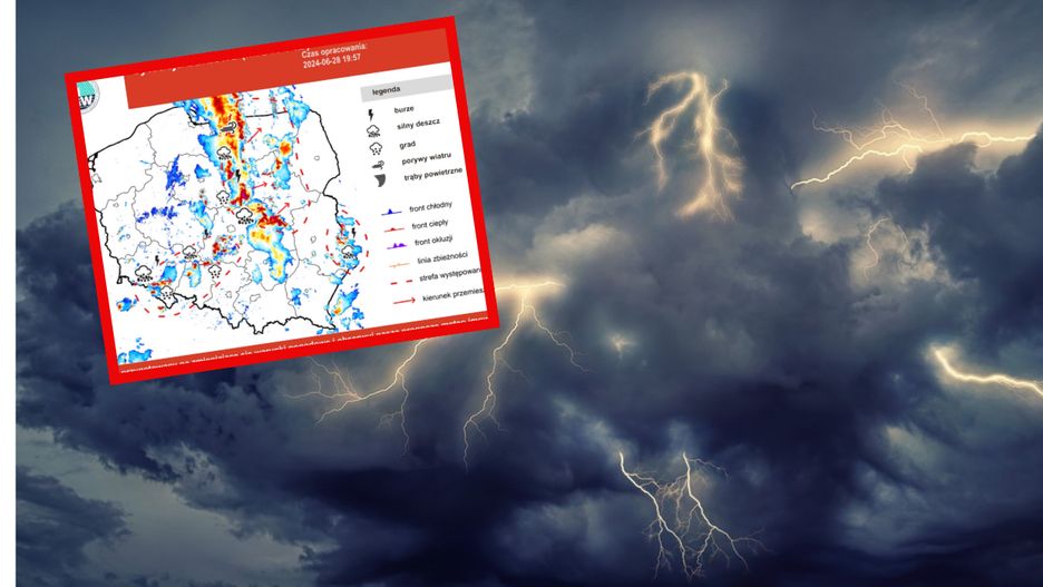Burze, nawalny deszcz i silny wiatr. Groźny front przesuwa się na wschód Polski