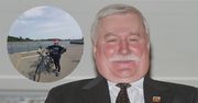 Wałęsa na rowerze. Ludzie ze zdziwieniem patrzą na stopy