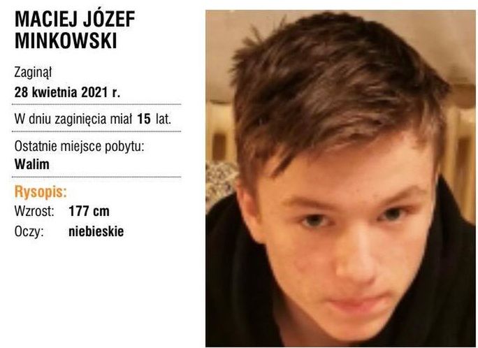 Walim. Zaginął 15-letni Maciej Minkowski. Pilnie potrzebna pomoc