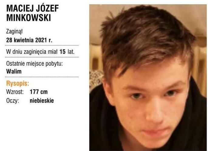 Walim. Zaginął 15-letni Maciej Minkowski. Pilnie potrzebna pomoc