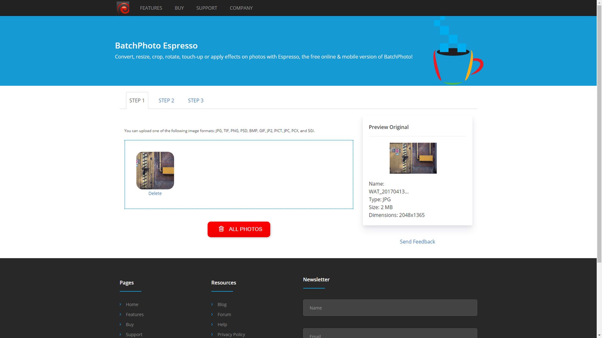 BatchPhoto Espresso – wgraj zdjęcie i obrób je online 2