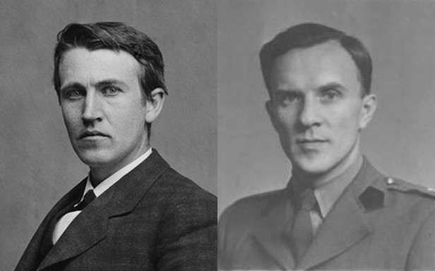 Thomas Alva Edison i Józef Kosacki (Fot. Wikimedia Commons i PolishGreatness.Blogspot.com)