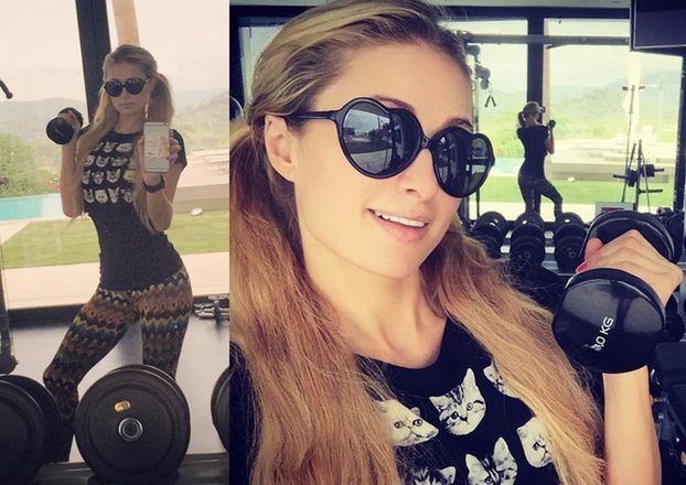 Co robi Paris Hilton na siłowni? Pozuje z ciężarkami