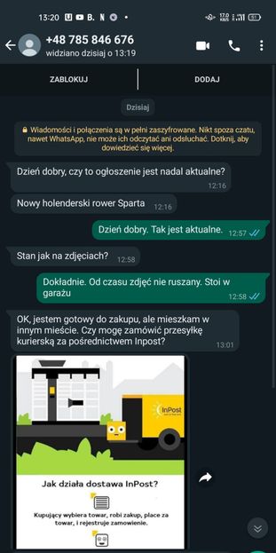 Rozmowa z fałszywym kupującym na WhatsAppie