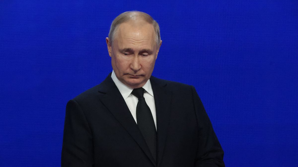 MOSCOW, RUSSIA - FEBRUARY 9: (RUSSIA OUT) Russian President Vladimir Putin speaks during an event marking the 100th anniversary of domestic civil aviation at the State Kremlin Palace, on February 9, 2023 in Moscow, Russia. Russian aviation industry is under strong Western sanctions after the start of the military invasion on Ukraine. (Photo by Contributor/Getty Images)