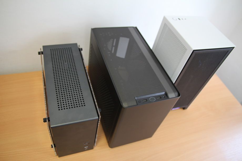 Porównanie bud ITX. Od lewej: Zalman M2 mini, CM Masterbox NR200P, NZXT H1.