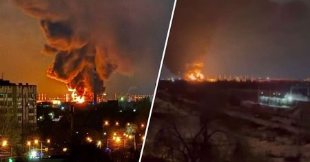 Gigantyczny pożar w Rosji. "Szczątki" dronów uderzyły w Engels