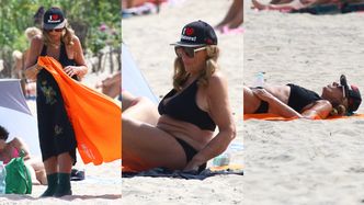 83-letnia Agnieszka Fitkau-Perepeczko wygrzewa się w bikini na plaży w Sopocie
