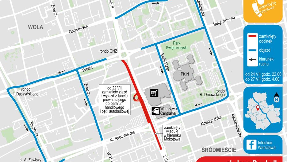 Warszawa. Prace w rejonie Al. Jana Pawła II