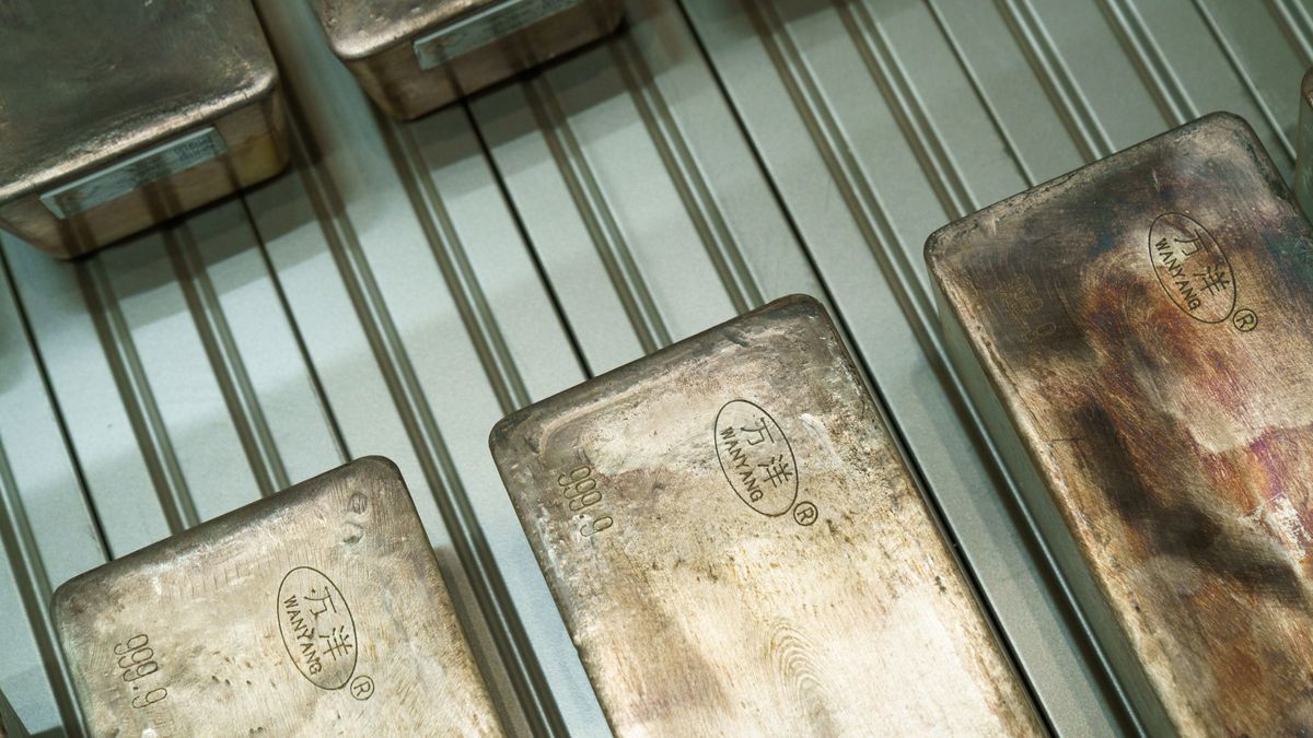 Silver bars stored at The Reserve vault, operated by Silver Bullion Pte Ltd., in Singapore, on Monday, July 29, 2024. The Reserve, an enormous vault for storing precious metal, opened last month to cater to increased demand from the world's uber wealthy for high-security storage. Photographer: Ore Huiying/Bloomberg via Getty Images