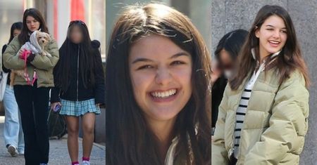 Uśmiechnięta Suri Cruise spaceruje po Nowym Jorku z koleżanką i psem (ZDJĘCIA)
