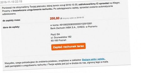Uważajcie na oszustów - fałszywe maile od Allegro