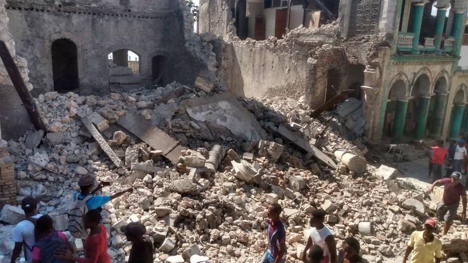Powerful 7.2 magnitude earthquake jolts HaitiJEREMIE, HAITI - AUGUST 14: A photo shows damaged buildings as people inspect after a 7.2 magnitude earthquake struck the country on August 14, 2021, in Jeremie, Haiti. The earthquake's epicenter was 12 kilometers (7.5 miles) northeast of Saint-Louis-du-Sud, with a depth of 10 kilometers (6 miles). (Photo by Stringer/Anadolu Agency via Getty Images)Anadolu Agencydisaster