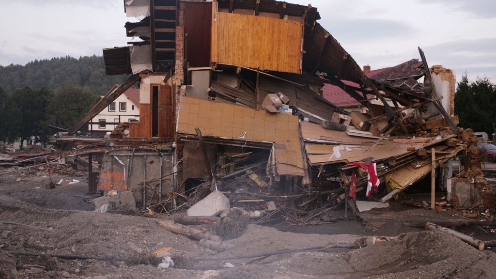 Heavy flooding causes damage in Poland's Stronie Slaskie
STRONIE SLASKIE, KLODZKO, POLAND - SEPTEMBER 19: A view of damaged house as heavy flood affects in Stronie Slaskie, Klodzko, Poland on September 19, 2024. (Photo by Piotr Sobik/Anadolu via Getty Images)
Anadolu
devastation, destroyed, flooding, klodzko, stronie slaskie, heavy flood