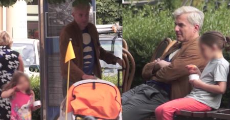 Hubert Urbański z córkami na lodach